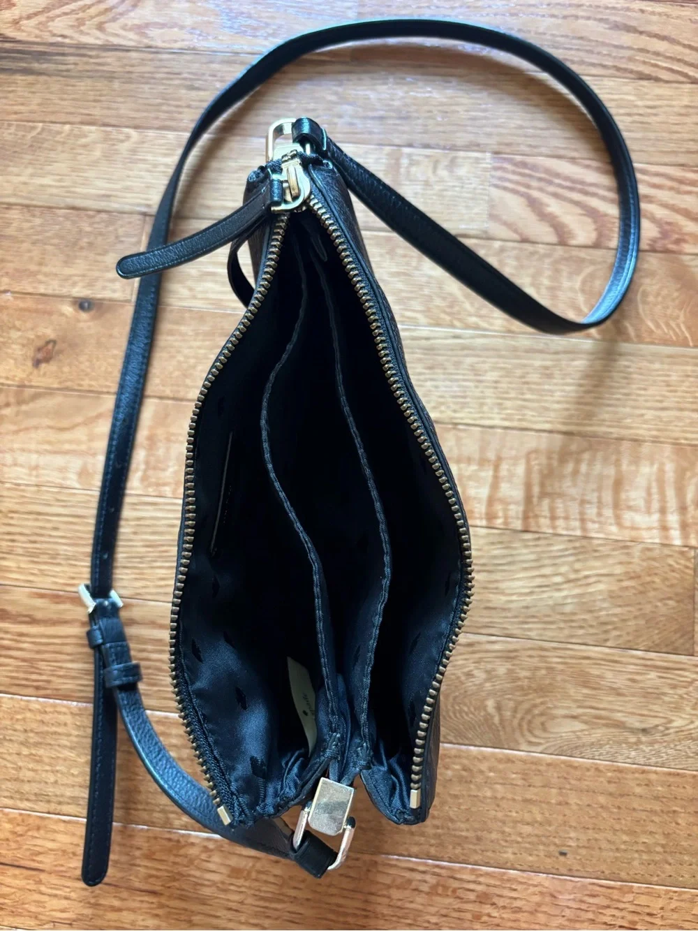 kate spade Black Leather Crossbody Pouch with Gold Hardware